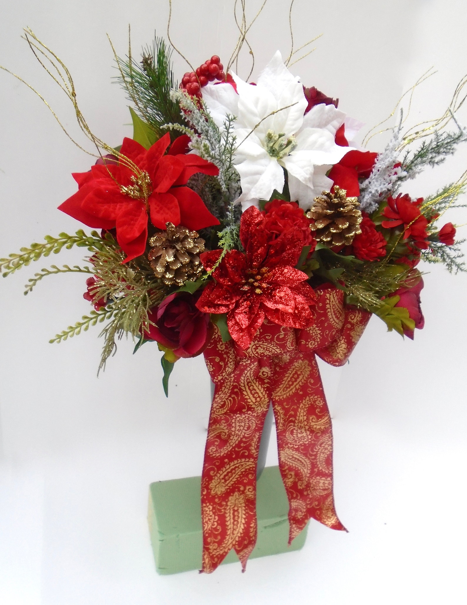 Christmas Cemetery Arrangement in Cone Holder Graveside Etsy
