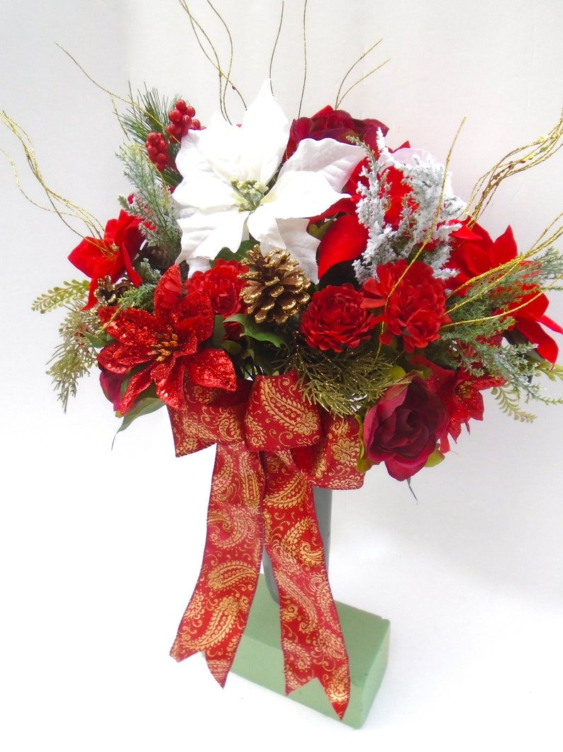 Christmas Cemetery Arrangement in Cone Holder Graveside Etsy