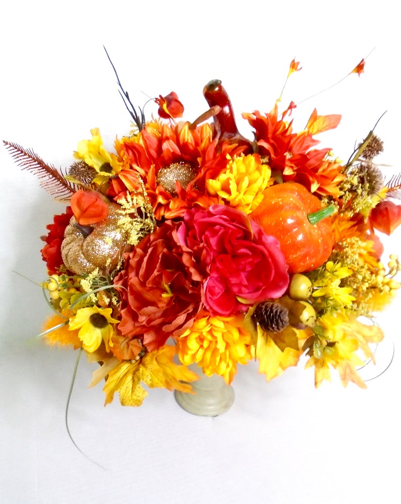 Fall Floral Arrangement, Fall Table Centerpiece, Fall Centerpiece, Autumn Centerpiece, Thanksgiving Table Centerpiece, Fall Decor, Autumn image 4