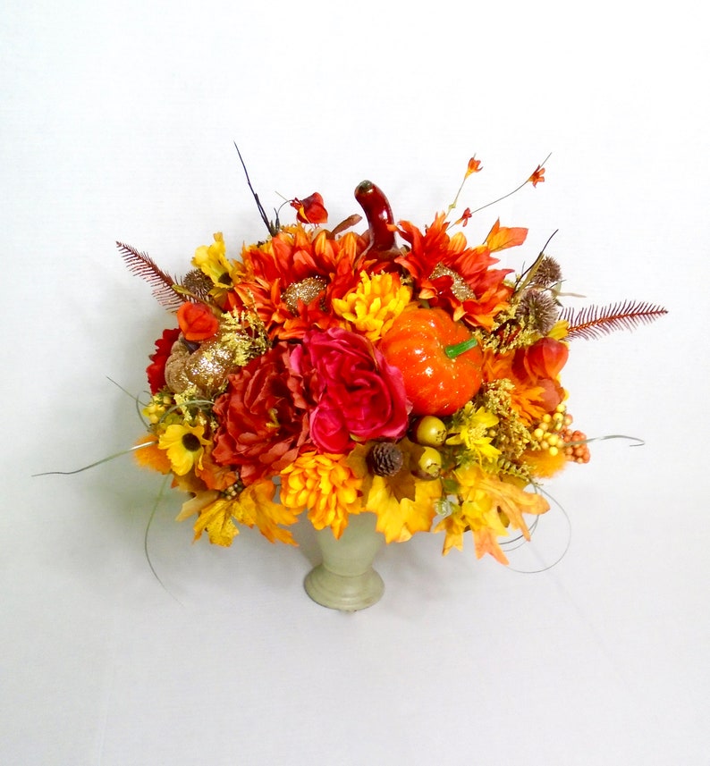Fall Floral Arrangement, Fall Table Centerpiece, Fall Centerpiece, Autumn Centerpiece, Thanksgiving Table Centerpiece, Fall Decor, Autumn image 5