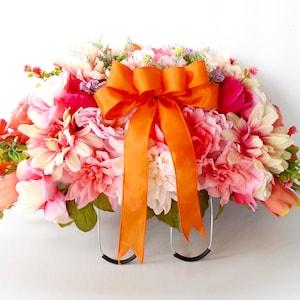 Cemetery Headstone Saddle Arrangement, Spring Cemetery Floral, Cemetery Flowers, Memorial Saddle, Gravesite Flowers, Mother&#39;s Day, Spring