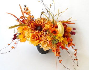 Fall Floral Arrangement, Autumn Centerpiece, Thanksgiving Centerpiece, Fall Floral Centerpiece, Fall Floral, Table Arrangement, Fall Flowers