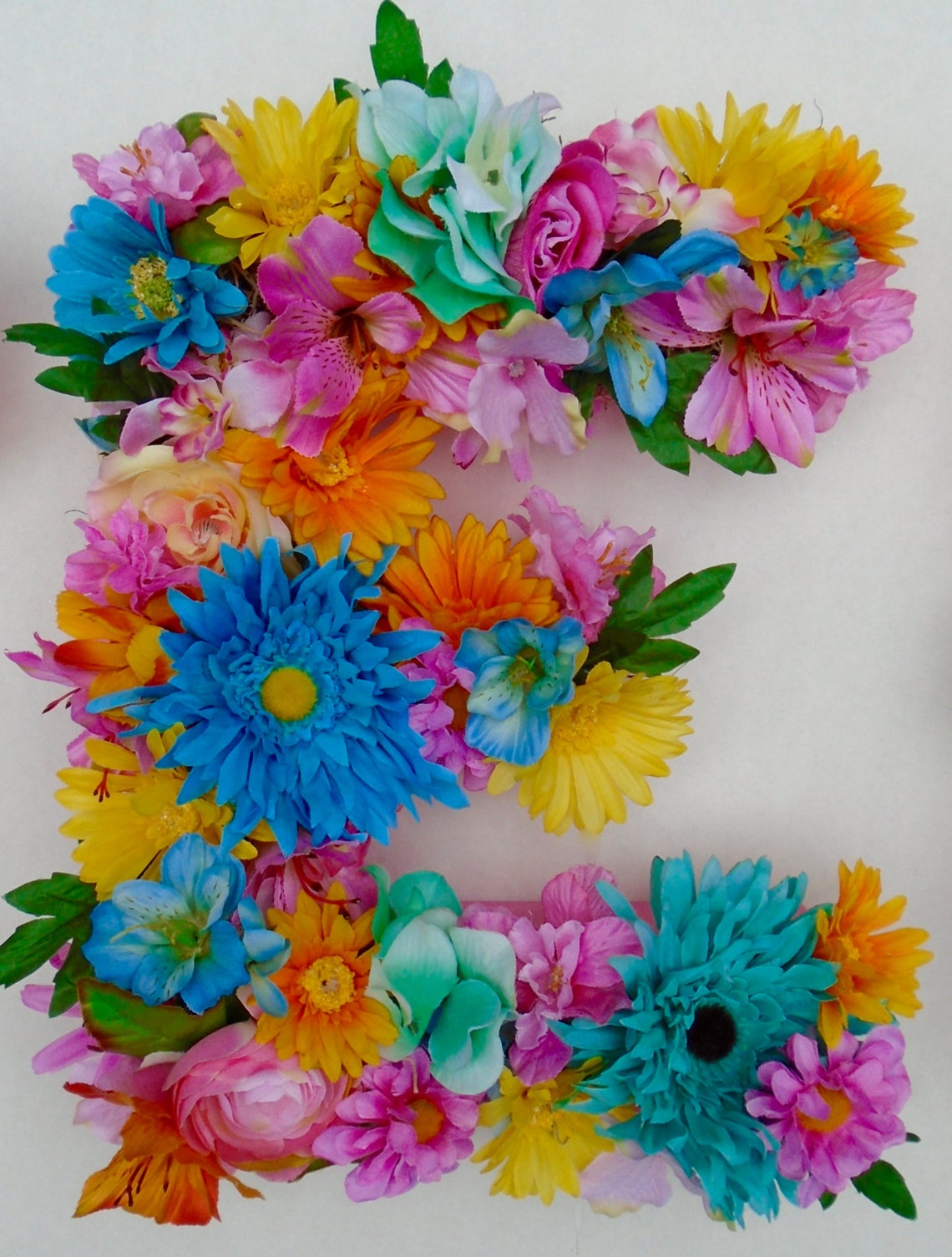 Custom Silk Floral Letter Monogram Medium 12 Flower Etsy