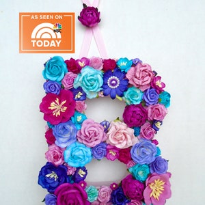 Custom Floral Letter Monogram - Paper Flower Initial in Your Color Choice on Paper Mâché Base