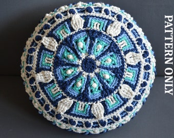 PATTERN ONLY In the Meadow - Crochet overlay mandala pillow