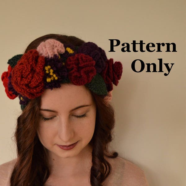 CROCHET PATTERN flower crown ear warmer, diy, tutorial