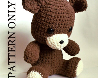 PATTERN: Teddy Bear Crochet Pattern.   bear crochet pattern, bear pattern, plush, plushie, diy valentines gift