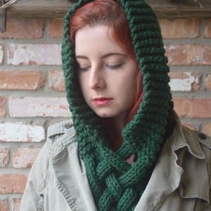 PATTERN: The Celtic knit Woven Scarf, giant scarf, chunky knit scarf patter, cowl scarf, hooded scarf, knit scarf, cabled scarf, diy image 3