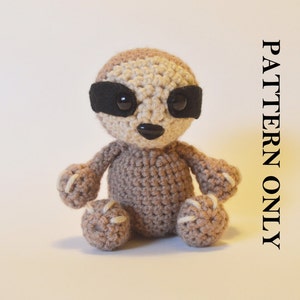PATTERN: Sloth Plushie Crochet Pattern.  Tutorial, hand made, animal crochet pattern, DIY.