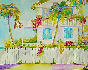Florida Beach House - on watercolor paper