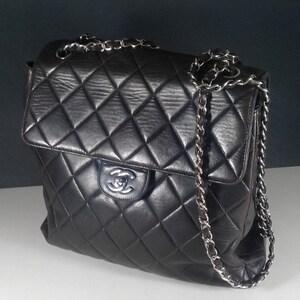 Vintage Chanel Classic Large Black Lambskin 2.55 Square Shape