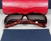 Cartier Paris Brown Thalie 135 Contemporary Hand Made Sunglasses w Case Cloth