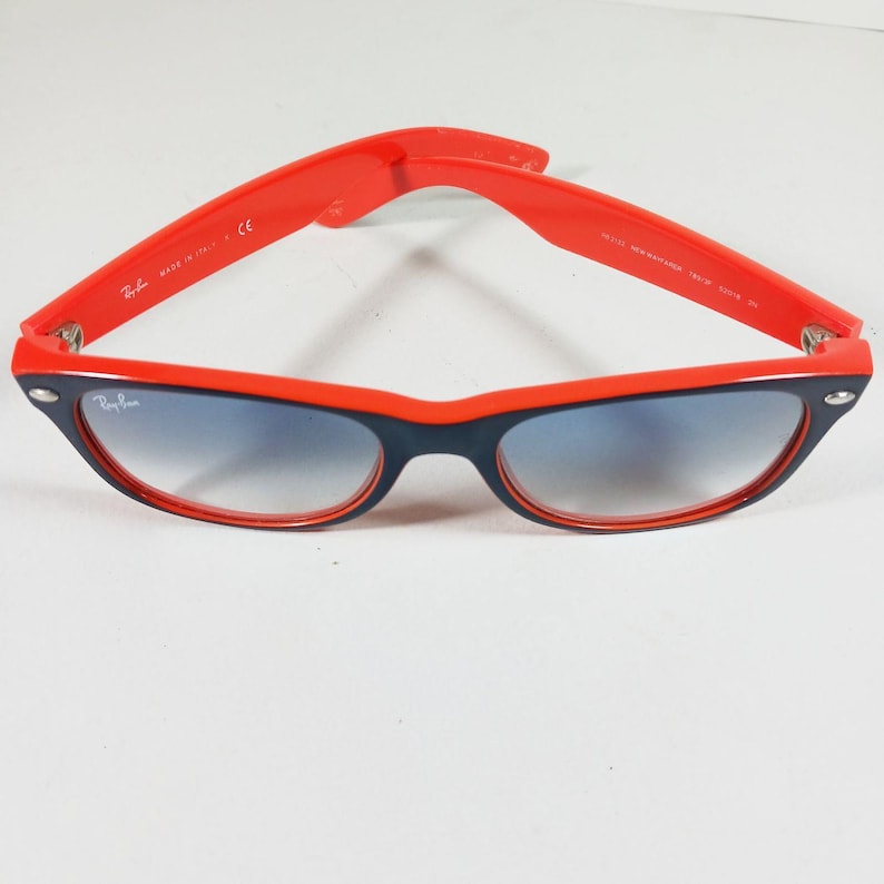 Ray Ban RB 2132 789/3F Orange/Blue New Wayfarer Unisex Sunglasses w/Case image 7