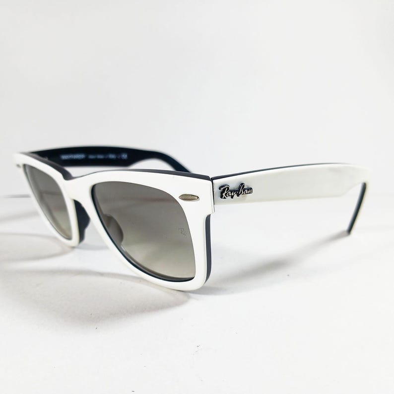 Ray Ban RB 2140 956/32 wit/zwarte Wayfarer-uniseks handgemaakte zonnebril Italië afbeelding 2