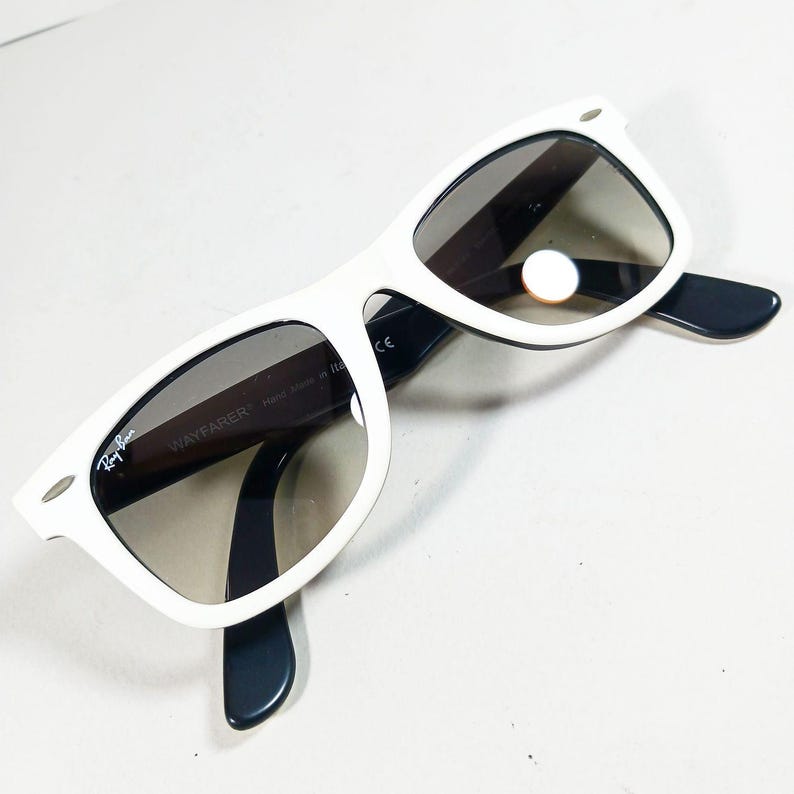 Ray Ban RB 2140 956/32 wit/zwarte Wayfarer-uniseks handgemaakte zonnebril Italië afbeelding 5