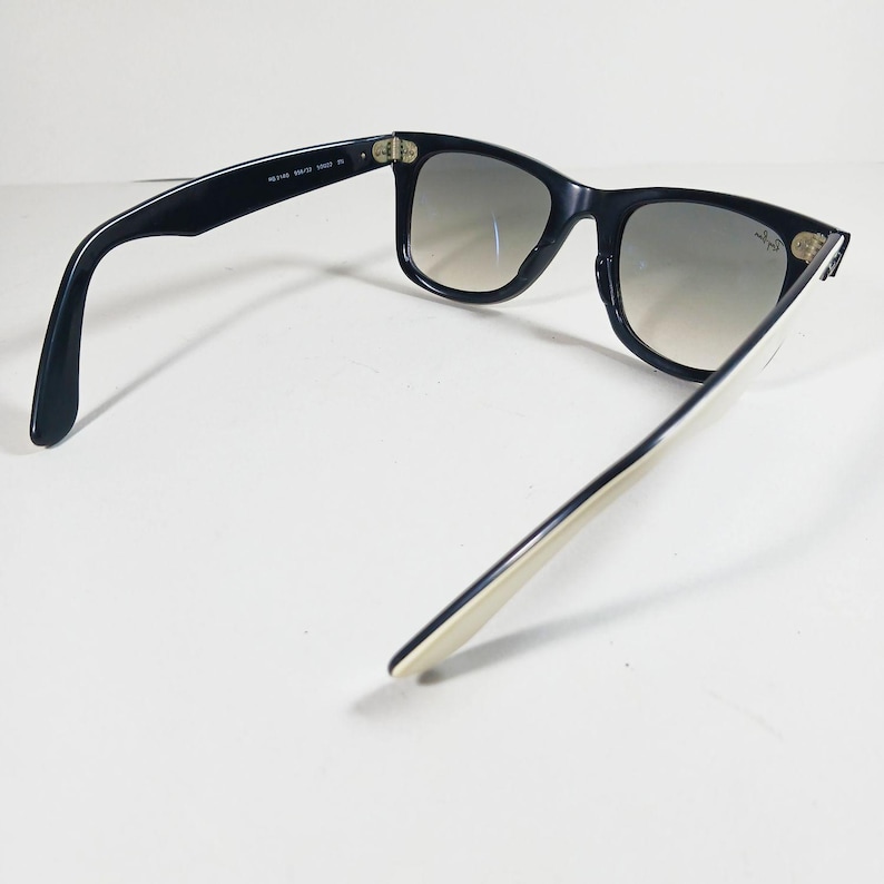 Ray Ban RB 2140 956/32 wit/zwarte Wayfarer-uniseks handgemaakte zonnebril Italië afbeelding 10