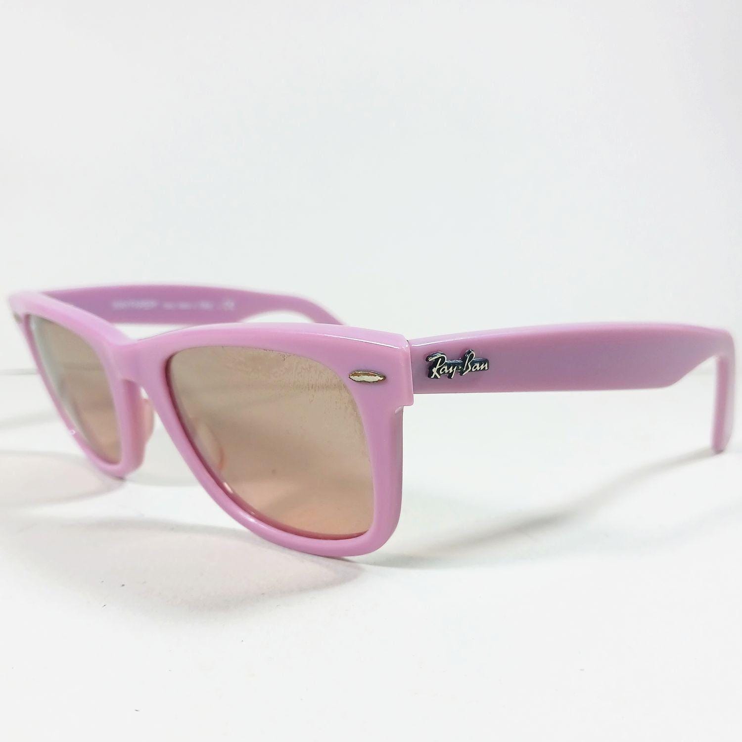 RARE Matte Pink Ray-Ban RB2140 Original Wayfarer sunglasses Wayfarer RB2140 Ray-Ban Sunglasses 1447B1 Violet On  main image 2