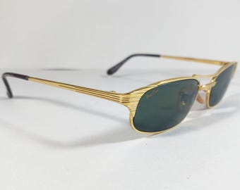 Gafas de sol Ray Ban B&L W1396 Signet Gold Green Vintage Bausch + Lomb fabricadas en EE. UU.