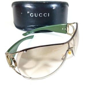 Gucci GG 2764S Brown/Green Silver Horse-bit Shield Sunglasses w/Case
