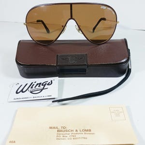 B&L Ray Ban Wings LEATHERS Sunglasses – Brown Shield – Original Case and Tag image 1