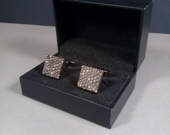 Hugo Boss Silver Tone Elegant Square Cufflinks in Original Case