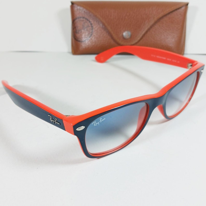 Ray Ban RB 2132 789/3F Orange/Blue New Wayfarer Unisex Sunglasses w/Case image 1