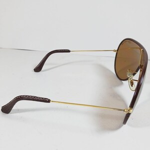 B&L Ray Ban Wings LEATHERS Sunglasses – Brown Shield – Original Case and Tag image 7