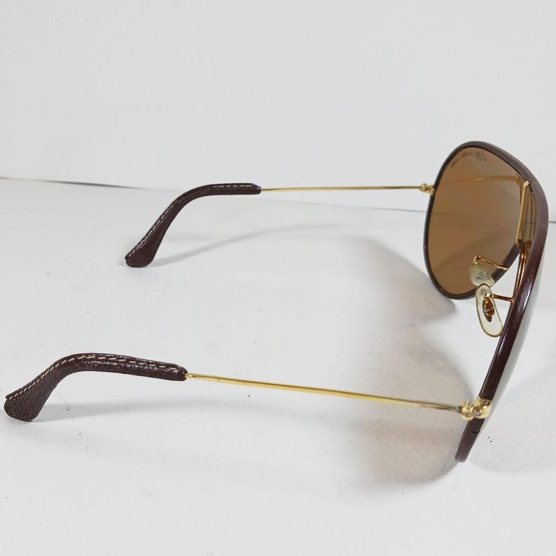 B&L Ray Ban Wings LEATHERS Sunglasses – Brown Shield – Original Case and Tag image 7