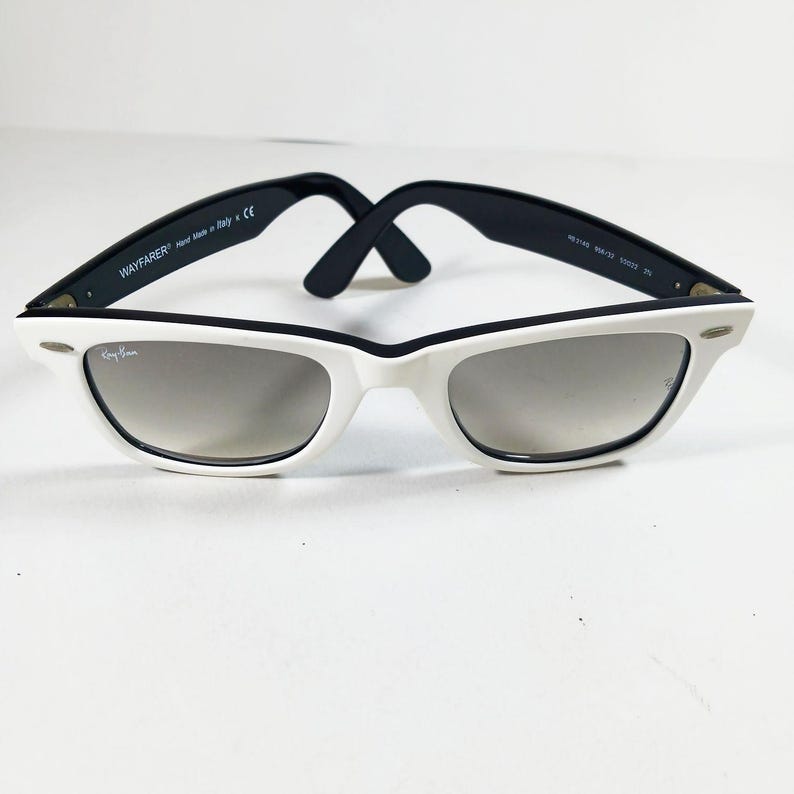 Ray Ban RB 2140 956/32 wit/zwarte Wayfarer-uniseks handgemaakte zonnebril Italië afbeelding 7