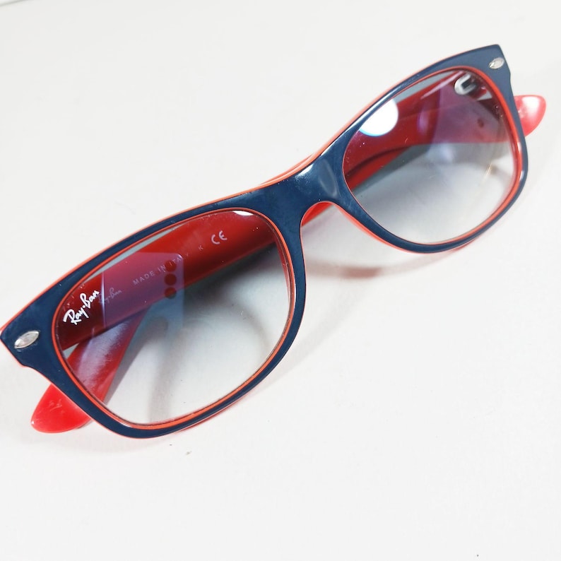 Ray Ban RB 2132 789/3F Orange/Blue New Wayfarer Unisex Sunglasses w/Case image 5