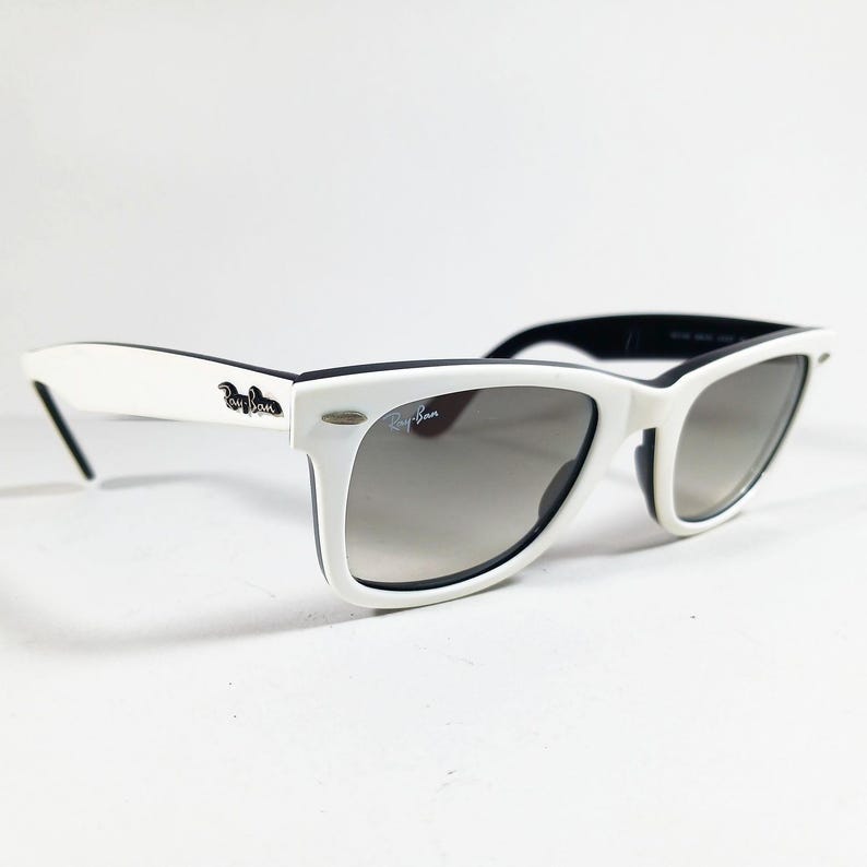 Ray Ban RB 2140 956/32 wit/zwarte Wayfarer-uniseks handgemaakte zonnebril Italië afbeelding 4