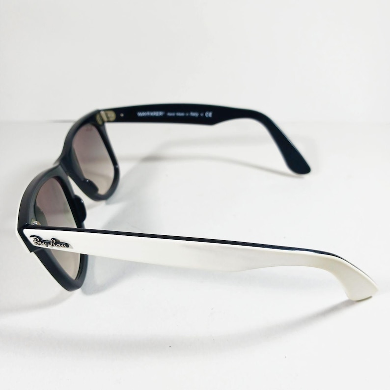 Ray Ban RB 2140 956/32 wit/zwarte Wayfarer-uniseks handgemaakte zonnebril Italië afbeelding 6