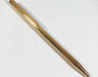 S.T. Dupont Classique Gold Ribbed Fluted Motif Slim Ball Point Pen