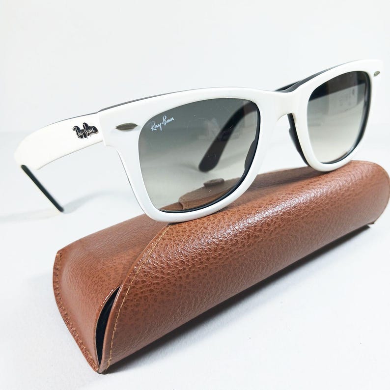 Ray Ban RB 2140 956/32 wit/zwarte Wayfarer-uniseks handgemaakte zonnebril Italië afbeelding 1