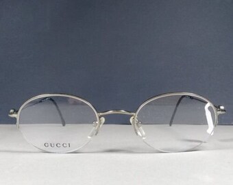 Gucci GG1601 4HK Silver Metal Half Rim Eyeglasses Extra Light Rx Frames