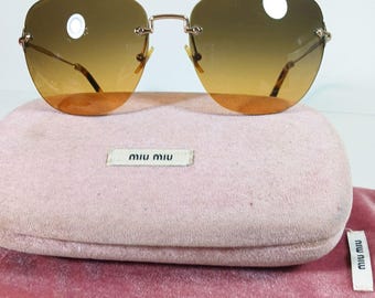 miu miu ミュウミュウ サングラス SMU 52W ゴールド べっ甲 ミュウミュウ SMU 52N べっ甲柄ブラウン/ゴールド デザイナー