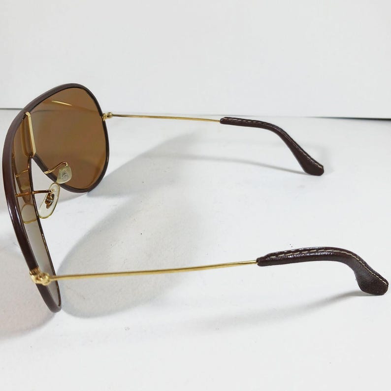 B&L Ray Ban Wings LEATHERS Sunglasses – Brown Shield – Original Case and Tag image 9