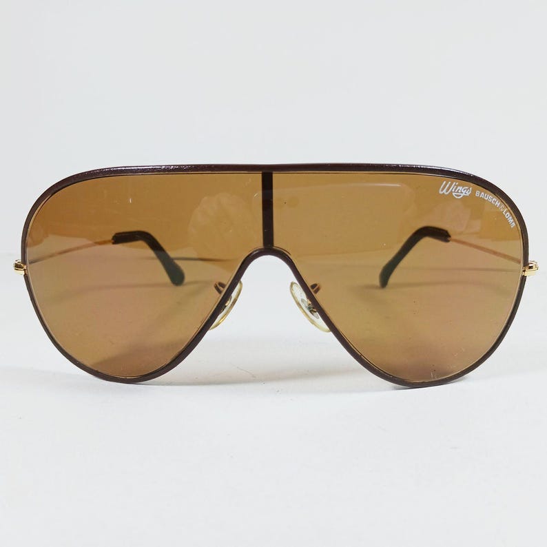 B&L Ray Ban Wings LEATHERS Sunglasses – Brown Shield – Original Case and Tag image 3