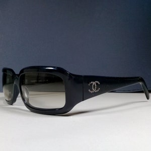 Chanel Brand New Black Mini CC White Black Lens Sunglasses