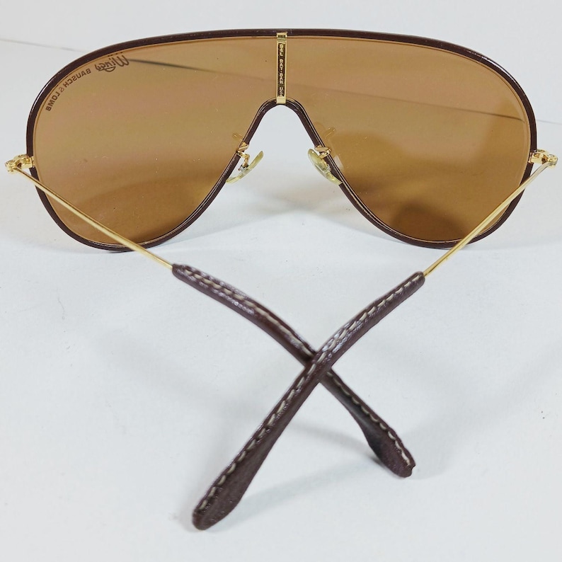 B&L Ray Ban Wings LEATHERS Sunglasses – Brown Shield – Original Case and Tag image 10