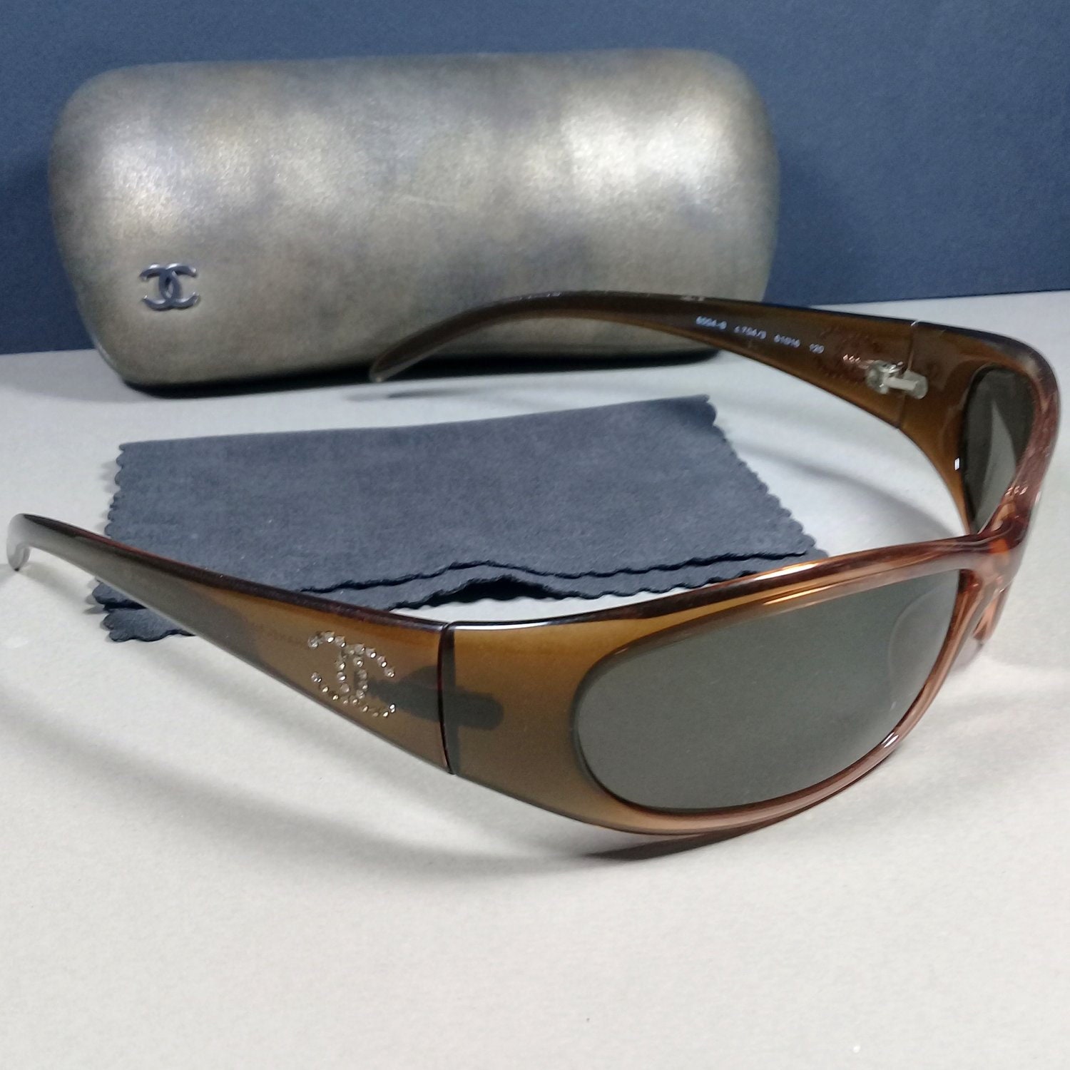 Chanel 6004-B Brown/silver Details Crystals CC Logos Sunglasses in