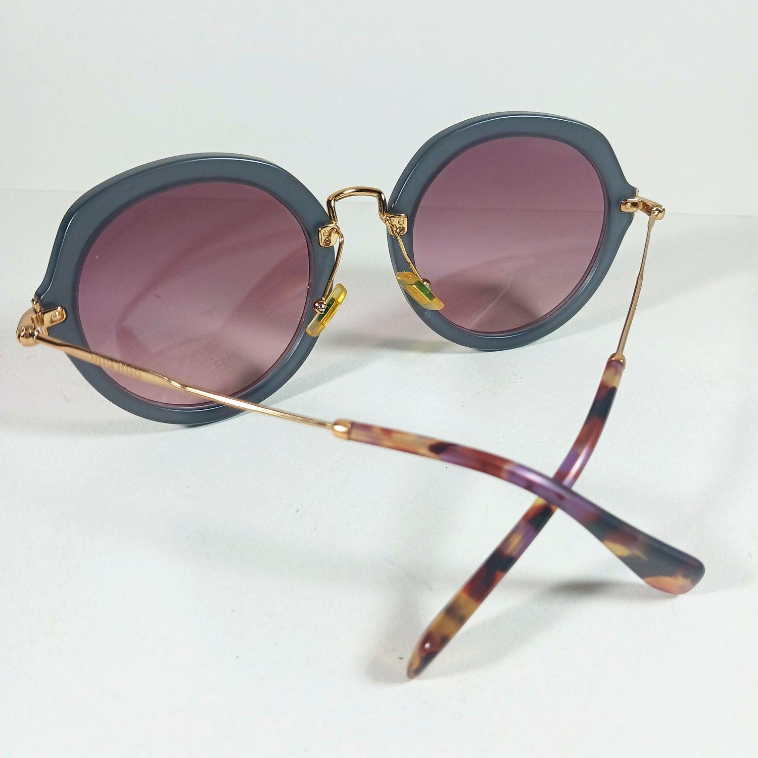 Miu Miu SMU 05Q Gray/brown Gold-tone Oversize Round  display picture 2
