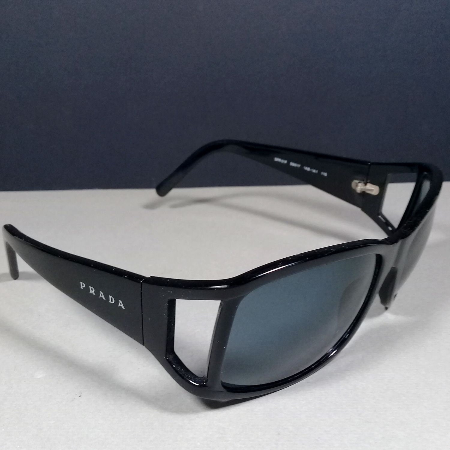 PRADA SPR 01F Black Oval Designer Wrap Sunglasses Made in - Etsy