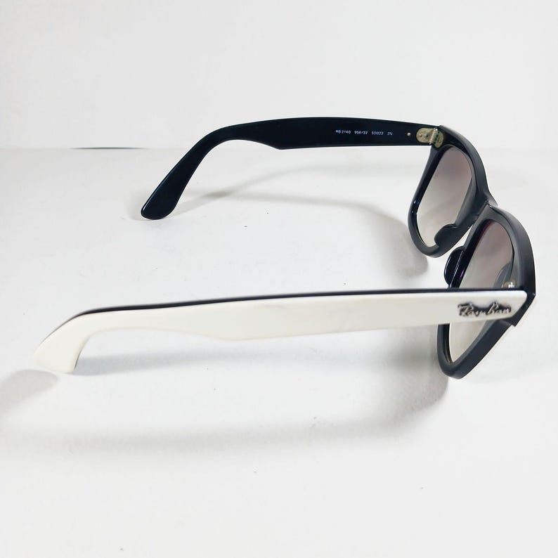 Ray Ban RB 2140 956/32 wit/zwarte Wayfarer-uniseks handgemaakte zonnebril Italië afbeelding 8