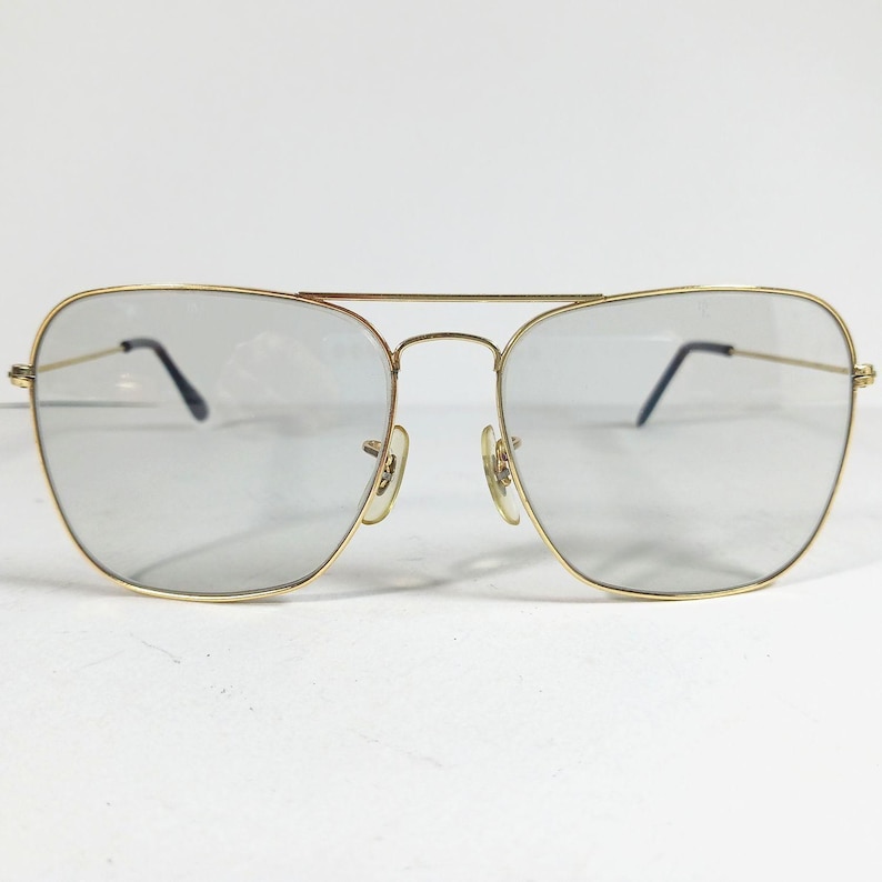 B&L Ray Ban Caravan Vintage Gold‑Filled Sunglasses 58‑16 with Photogray Lenses image 3