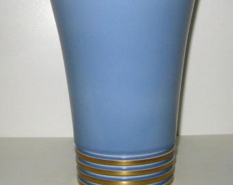 Carlton Ware art deco 7.25 inch Wedgwood Blue vase, vintage mid century modern Carltonware