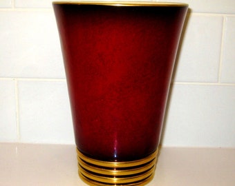 Carlton Ware art deco 6.25 inch Rouge Royale vase, vintage mid century modern Carltonware