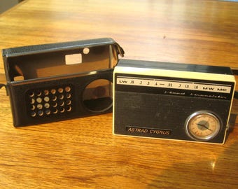 Astrad Cygnus Transistor Radio USSR 1960s with leather carrying case