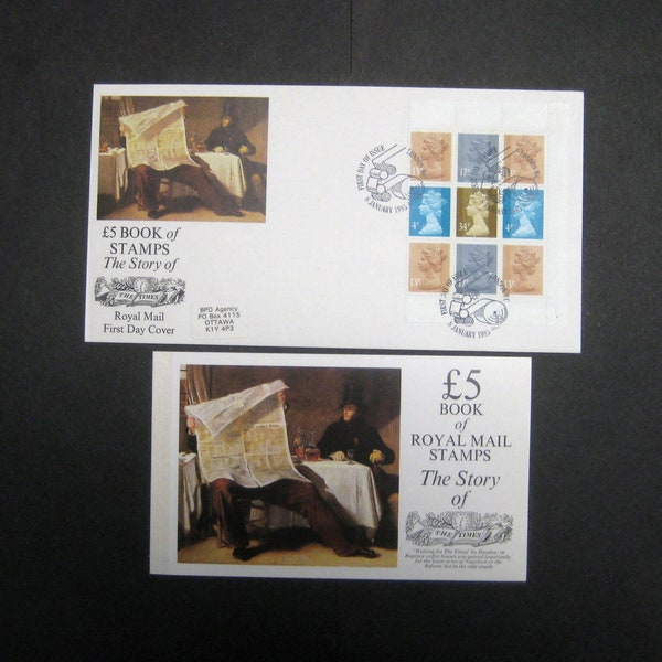 Great Britain GB Machin Stamps, DX6 The Story of The Times, 5 Pound Prestige Booklet and First Day Cover issued Jan. 8, 1985