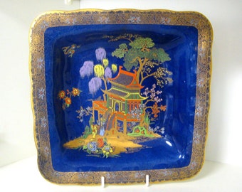 Carlton Ware 9.5 inch New Mikado Powder Blue enameled square dish.